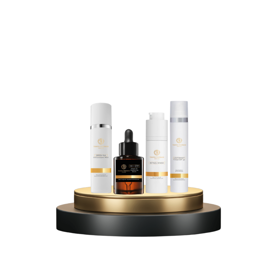 Retinol Peptide Skincare Combo, Anti-Aging Skincare Set, Green Tea Antioxidant Mist, Tinted SPF 50 Skincare, Hydrating Retinol Serum Set