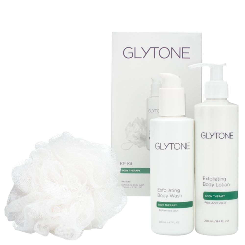 KP Kit, best treatment for keratosis pilaris, KP exfoliating kit, keratosis pilaris skincare, rough skin treatment, glycolic acid for KP, KP body scrub, smooth skin kit, bump eraser kit, KP lotion and scrub, dermatologist-recommended KP treatment, keratosis pilaris body wash, gentle exfoliating KP solution, skin-smoothing body care, dry and bumpy skin treatment, KP repair kit.